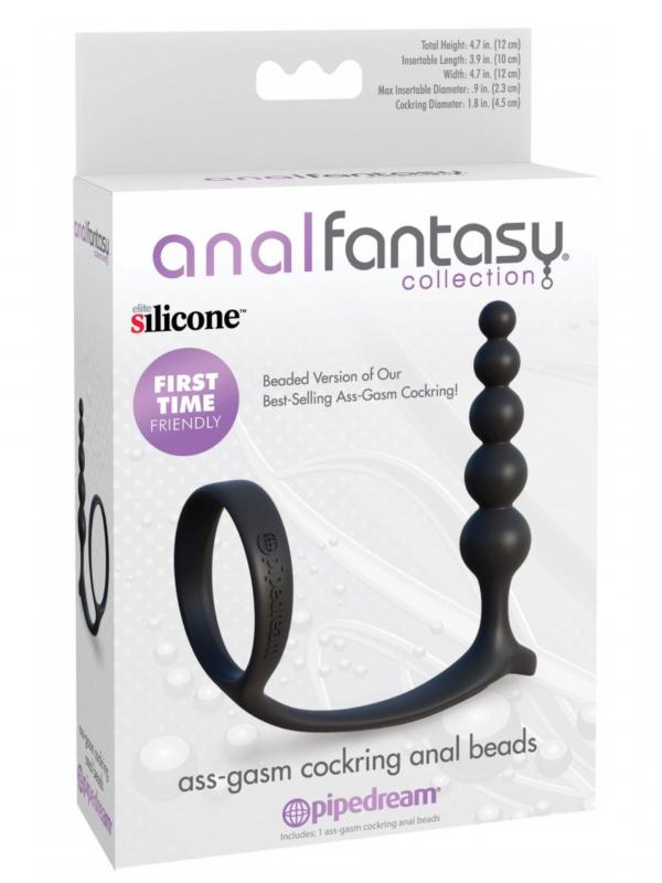 Ass-Gasm - Cockring con Anal Beads Nero